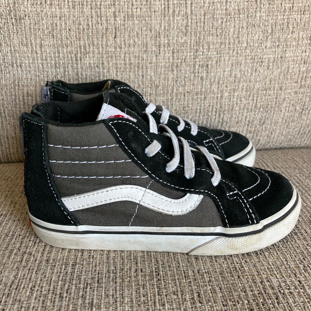 Vans black & white high tops boys size 10